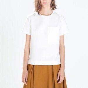 ZARA Boxy Top with Leather Pocket